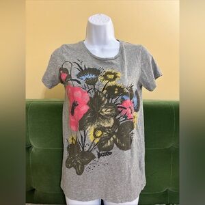 J. Crew Floral Collector Tees T Shirt Gray Size XS *Flaws See Description*